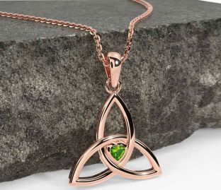 Peridot Rose Gold Celtic Trinity Knot Necklace