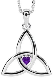 Amethyst Silver Celtic Trinity Knot Necklace