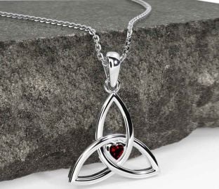 Grenat Argent celtique Trinité Noeud Collier