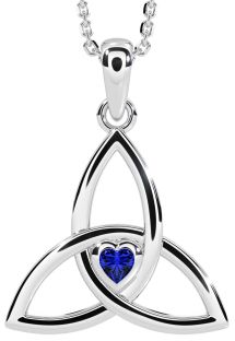 Sapphire Silver Celtic Trinity Knot Necklace