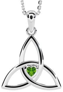 Peridot White Gold Celtic Trinity Knot Necklace