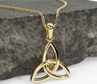 Citrine Gold Celtic Trinity Knot Necklace