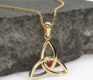Ruby Gold Celtic Trinity Knot Necklace