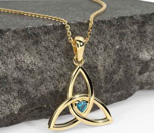 Topaz Gold Celtic Trinity Knot Necklace