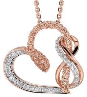 Diamond Rose Gold Silver Celtic Trinity Knot Infinity Necklace