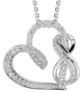 Diamond Silver Celtic Trinity Knot Infinity Necklace