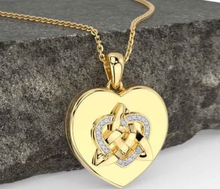Diamond Gold Celtic Trinity Knot Heart Necklace