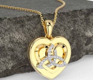 Diamond Gold Celtic Trinity Knot Heart Necklace
