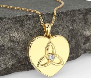 Diamond Gold Celtic Trinity Knot Heart Necklace
