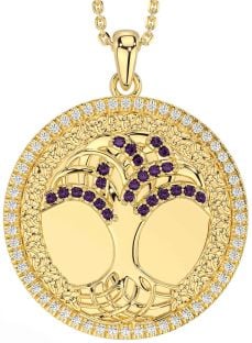 Diamond Alexandrite Gold Silver Celtic Tree of Life Trinity Knot Necklace