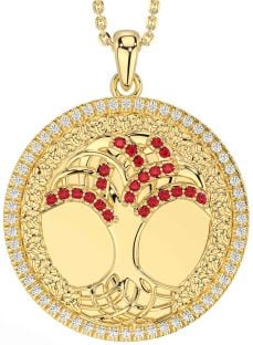 Diamond Ruby Gold Silver Celtic Tree of Life Trinity Knot Necklace