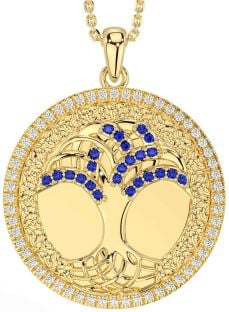 Diamond Sapphire Gold Silver Celtic Tree of Life Trinity Knot Necklace