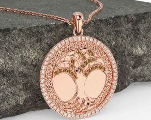Diamond Citrine Rose Gold Celtic Tree of Life Trinity Knot Necklace
