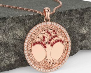 Trandafir rubin diamant Arborele vieții celtice de aur Colier Trinity Knot