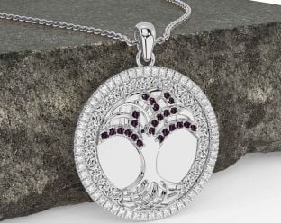 Diamond Alexandrite Silver Celtic Tree of Life Trinity Knot Necklace