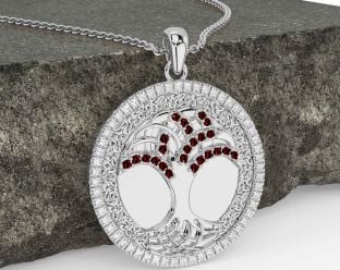 Diamante Granada Branco Ouro céltico Árvore de Vida Trindade Nó Colar