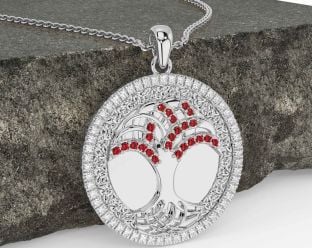 Diamant alb rubin Arborele vieții celtice de aur Colier Trinity Knot