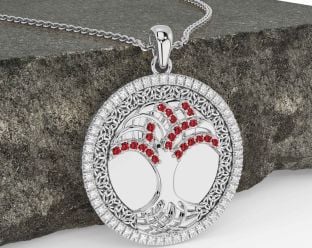Diamant alb rubin Arbore celtic de rodiu negru auriu of Life Trinity Knot Colier