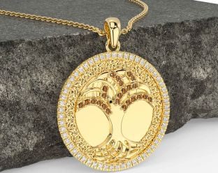 Diamond Citrine Gold Celtic Tree of Life Trinity Knot Necklace