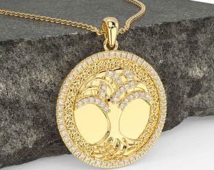 Diamond Gold Celtic Tree of Life Trinity Knot Necklace