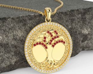 Aur rubin diamant Treime Celtic Arborele Vieții Colier Knot