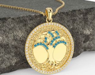 Diamant Topas Gold keltisch Baum von Leben Dreieinigkeit Knoten Halskette