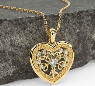 Diamant Zlato keltský Strom z Život Trojice Uzel Srdce Náhrdelník