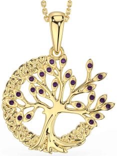 Alexandrite Gold Silver Celtic Tree of Life Trinity Knot Necklace