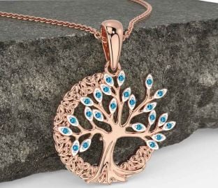 Topaz Rose Gold Celtic Tree of Life Trinity Knot Necklace