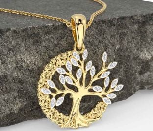 Diamant Zlato keltský Strom z Život Trojice Uzel Náhrdelník