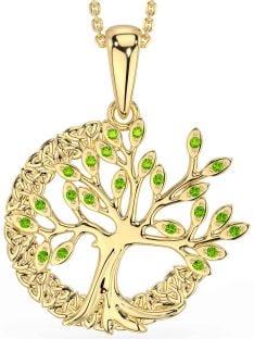 Péridot Or celtique Arbre de Vie Trinité Noeud Collier