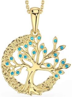 Topaz Gold Celtic Tree of Life Trinity Knot Necklace