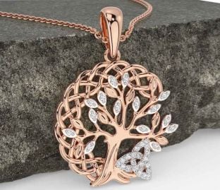 Diamant Růže Zlato stříbrný keltský Trojice Uzel Strom z Život Náhrdelník