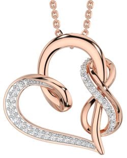 Diamond Rose Gold Silver Infinity Necklace
