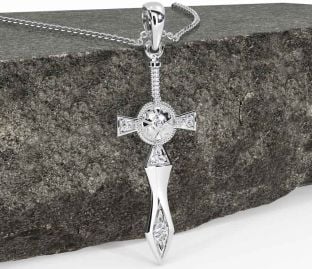Diamond White Gold Celtic Warrior Sword Necklace
