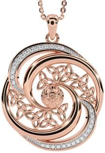 Diamond Rose Gold Celtic Warrior Trinity Knot Necklace