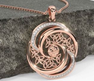 Diamond Rose Gold Celtic Warrior Trinity Knot Necklace