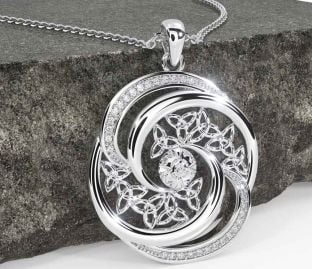 Diamond White Gold Celtic Warrior Trinity Knot Necklace