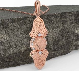 Diamond Rose Gold Silver Celtic Warrior Necklace