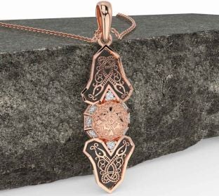 Diamond Rose Gold Silver Black Rhodium Celtic Warrior Necklace