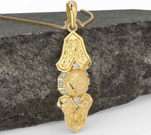 Diamante Oro Argento celtico Guerriero Collana