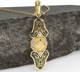Diamond Gold Silver Black Rhodium Celtic Warrior Necklace