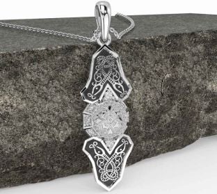 Diamant Vit Guld Svart Rodium Keltiskt Krigare Halsband