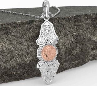 Diamond White Rose Gold Celtic Warrior Necklace