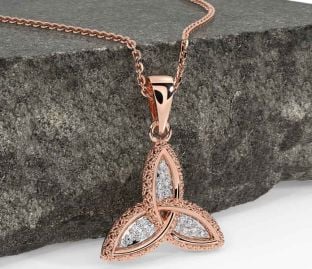 Diamond Rose Gold Celtic Trinity Knot Necklace