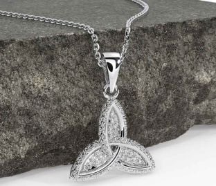 Diamond White Gold Celtic Trinity Knot Necklace