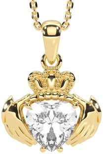 Diamant Goud Zilver Claddagh Halsketting