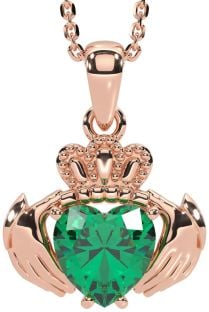 Smaragd Rose Gold Claddagh Halskette