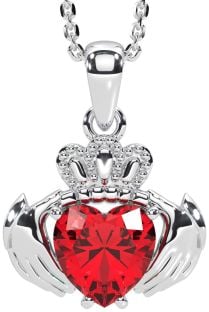 Ruby Silver Claddagh Colier