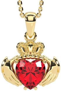 Rubin Gold Claddagh Halskette